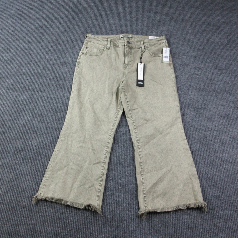 Liverpool Pants Womens Petite 14 Green Hannah Crop Flare Fringe 33x23* NWT